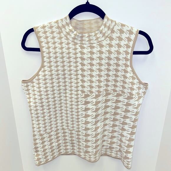 Houndstooth mock neck sleeveless top size M NWT - Picture 11 of 16